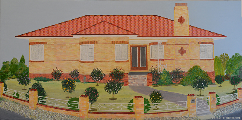 Painting 2021 Wesley Hill Home, oil on linen, Leslie Thornton